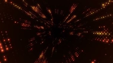 Elektrik sinyal parçacıkları ve ışıkların animasyonuyla soyut teknoloji arka planı. Kusursuz döngünün animasyonu.  