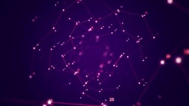 Elektrik sinyal parçacıkları ve ışıkların animasyonuyla soyut teknoloji arka planı. Kusursuz döngünün animasyonu.  