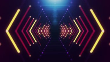 Arka plan ile animasyon uçuş neon ışık ile soyut fütüristik tünelde. Animasyon sorunsuz döngü