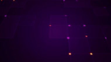 Çizgilerin geometrik arka planında parçacıkların olduğu devre elektrik sinyalinin animasyonu. Kusursuz döngünün animasyonu.  