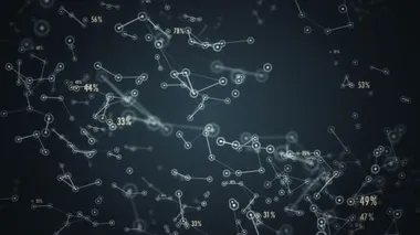 Ağ içindeki kullanıcıların veri ve bağlantı yollarının sunumuna sahip soyut arkaplan. Kusursuz döngünün animasyonu