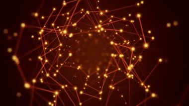 Elektrik sinyal parçacıkları ve ışıkların animasyonuyla soyut teknoloji arka planı. Kusursuz döngünün animasyonu.  