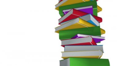 Renkli kitapların animasyon rotasyonu. Kusursuz döngünün animasyonu.