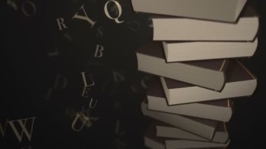 Renkli kitapların animasyon rotasyonu. Kusursuz döngünün animasyonu.