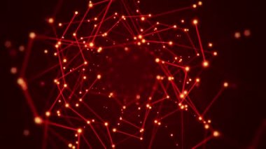Elektrik sinyal parçacıkları ve ışıkların animasyonuyla soyut teknoloji arka planı. Kusursuz döngünün animasyonu.  