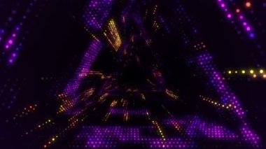 Elektrik sinyal parçacıkları ve ışıkların animasyonuyla soyut teknoloji arka planı. Kusursuz döngünün animasyonu.  