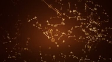 Ağ içindeki kullanıcıların veri ve bağlantı yollarının sunumuna sahip soyut arkaplan. Kusursuz döngünün animasyonu