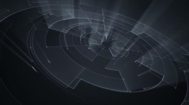 Çizgilerin geometrik arka planında parçacıkların olduğu devre elektrik sinyalinin animasyonu. Kusursuz döngünün animasyonu.  