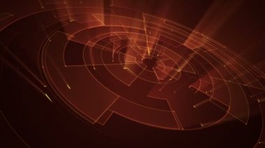 Çizgilerin geometrik arka planında parçacıkların olduğu devre elektrik sinyalinin animasyonu. Kusursuz döngünün animasyonu.  