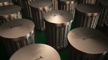 Metalik geri dönüşüm kutularının animasyonu. Kusursuz döngünün animasyonu.