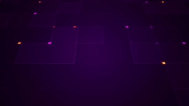 Çizgilerin geometrik arka planında parçacıkların olduğu devre elektrik sinyalinin animasyonu. Kusursuz döngünün animasyonu.  