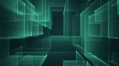 Çizgilerin geometrik arka planında parçacıkların olduğu devre elektrik sinyalinin animasyonu. Kusursuz döngünün animasyonu.  