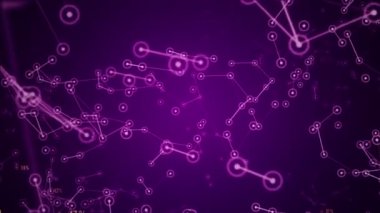 Ağ içindeki kullanıcıların veri ve bağlantı yollarının sunumuna sahip soyut arkaplan. Kusursuz döngünün animasyonu