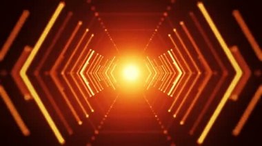 Arka plan ile animasyon uçuş neon ışık ile soyut fütüristik tünelde. Animasyon sorunsuz döngü