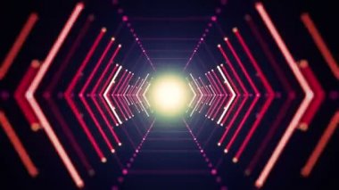 Arka plan ile animasyon uçuş neon ışık ile soyut fütüristik tünelde. Animasyon sorunsuz döngü