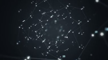 Elektrik sinyal parçacıkları ve ışıkların animasyonuyla soyut teknoloji arka planı. Kusursuz döngünün animasyonu.  