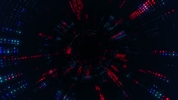 Animacja Lotu Cyfrowego Tunelu Technologicznego Świecących Migoczących Cząstek Animacja Pętli — Wideo stockowe