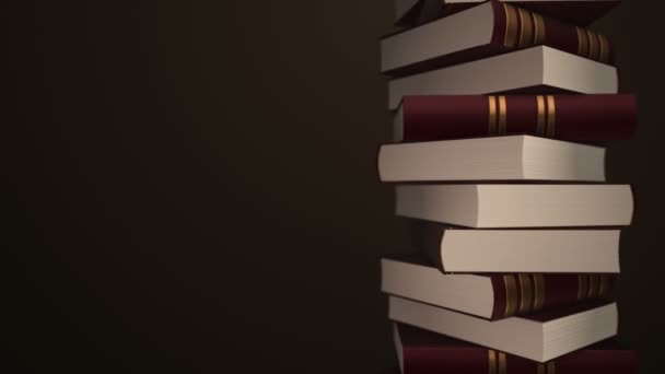 Animation Rotation Stack Colorful Books Animation Seamless Loop — Stock Video
