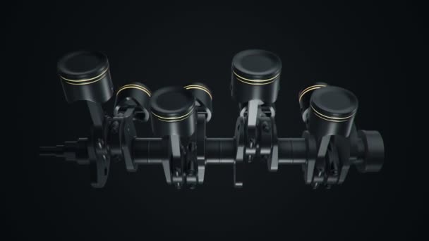 4気筒エンジンの3Dアニメーション映像 シームレスループのアニメーション — ストック動画