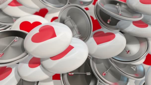 Анимация Перемещения Красочных Значков Иконами Сердец Анимация Бесшовного Цикла — стоковое видео