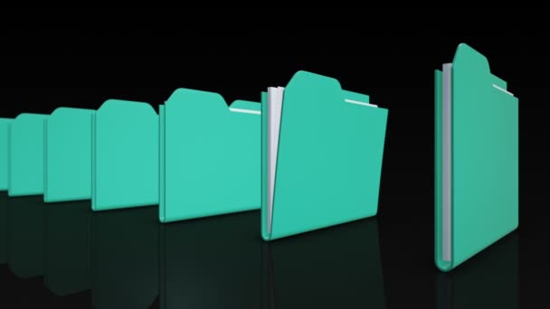 Vidéo d'animation 3D de rangée de dossiers, Animation de boucle transparente .