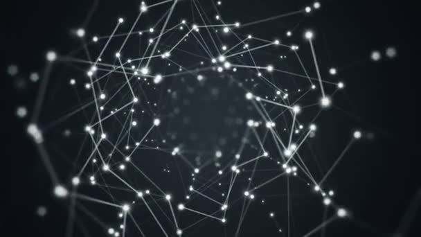 Fond technologique abstrait avec animation de particules de signaux électriques et de lumières. Animation de boucle transparente .  