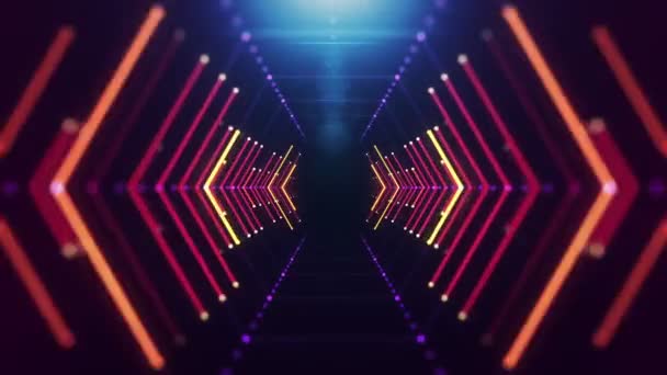 Tło Animacja Lotu Streszczenie Futurystyczny Tunelu Neon Light Animacja Płynna — Wideo stockowe