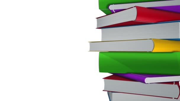 Animation Rotation Stack Colorful Books Animation Seamless Loop — Stock Video