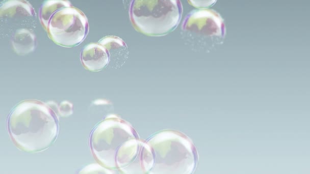 Animatie Vliegen Van Zeepbellen Kleurrijke Achtergrond Animatie Van Een Naadloze — Stockvideo