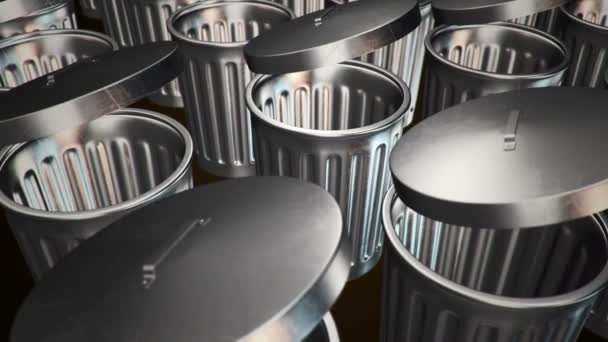Animation Moving Metallic Recycle Bins Animation Seamless Loop — Stock Video