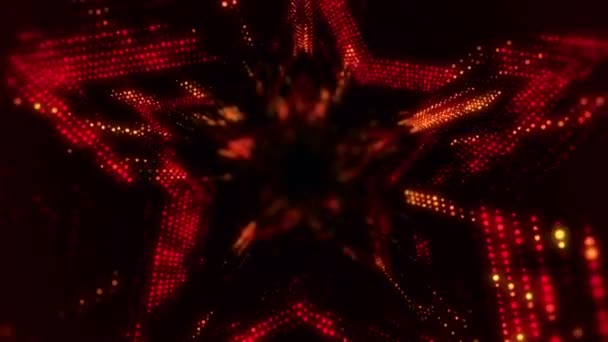 Animation de vol dans un tunnel technologique numérique à partir de particules brillantes et scintillantes. Animation de boucle transparente .