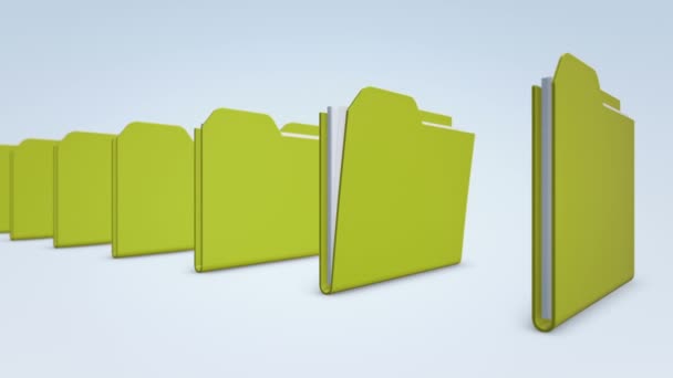 Vidéo d'animation 3D de rangée de dossiers, Animation de boucle transparente .