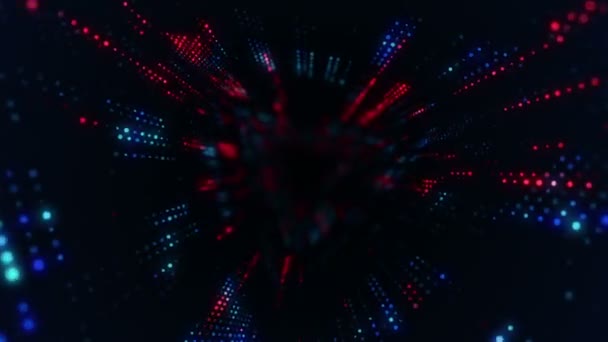 Animation Flying Digital Technologic Tunnel Glowing Flickering Particles Animation Seamless — Stock Video