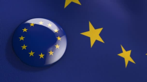 Κινούμενα Σχέδια Από Πολύχρωμη Καρφίτσα Σημαία Της Ευρωπαϊκής Ένωσης Κινούμενα — Αρχείο Βίντεο
