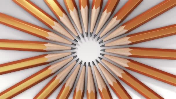 木制彩色铅笔在白色背景上的动画动作 无缝循环动画 — 图库视频影像