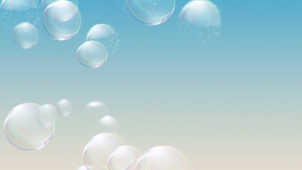 Animation Fliegen Von Seifenblasen Auf Buntem Hintergrund Animation Einer Nahtlosen — Stockvideo