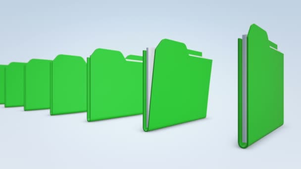 Vidéo d'animation 3D de rangée de dossiers, Animation de boucle transparente .