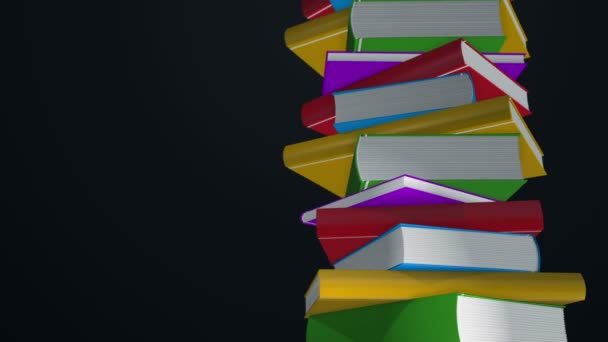 Animation Rotation Stack Colorful Books Animation Seamless Loop — Stock Video