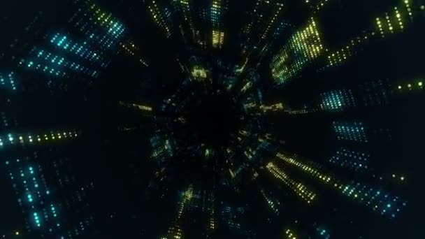 Fond technologique abstrait avec animation de particules de signaux électriques et de lumières. Animation de boucle transparente .  