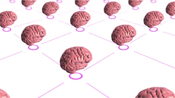 Abstrakcyjne Tło Animacją Sieci Chmury Łączącej Użytkowników Ludzkich Symboli Mózgu — Wideo stockowe