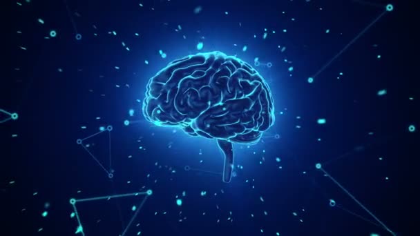 Animation Rotation Human Brain Flying Data Background Animation Seamless Loop — Stock Video