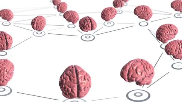 Абстрактный Фон Мультипликационной Облачной Сетью Подключения Пользователей Симуляторам Человеческого Мозга — стоковое видео