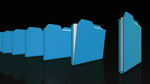 Vidéo d'animation 3D de rangée de dossiers, Animation de boucle transparente .