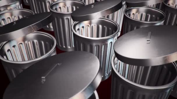 Animation Moving Metallic Recycle Bins Animation Seamless Loop — Stock Video