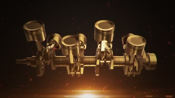 Animační Záběry Čtyřválcového Motoru Animace Bezešvé Smyčky — Stock video