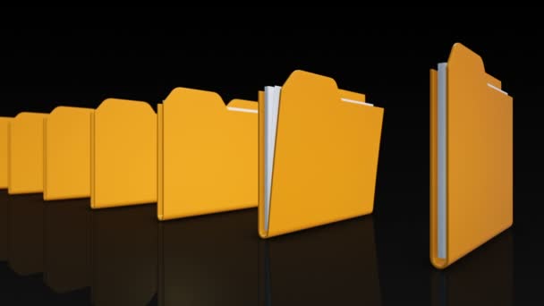 Vidéo d'animation 3D de rangée de dossiers, Animation de boucle transparente .