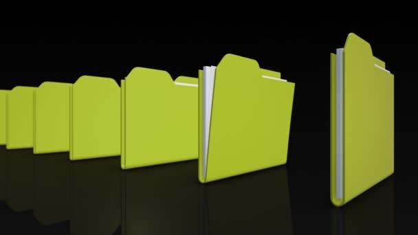 Vidéo d'animation 3D de rangée de dossiers, Animation de boucle transparente .