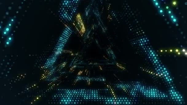 Fond technologique abstrait avec animation de particules de signaux électriques et de lumières. Animation de boucle transparente .  