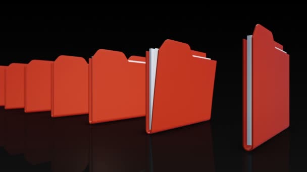 Vidéo d'animation 3D de rangée de dossiers, Animation de boucle transparente .