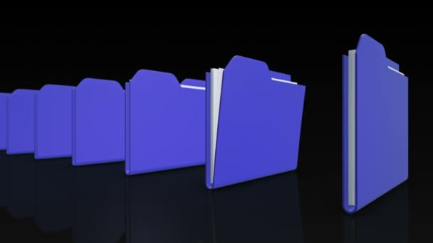 Vidéo d'animation 3D de rangée de dossiers, Animation de boucle transparente .